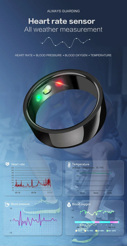 R18 Smart Ring, Waterproof Fitness Tracker with Heart Rate, Blood Oxygen & Sleep Monitoring