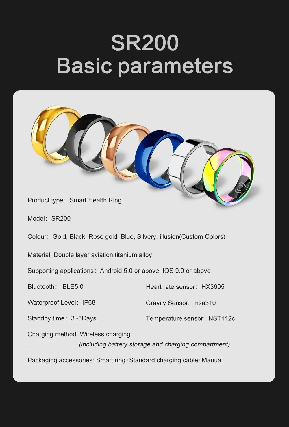 R18 Smart Ring, Waterproof Fitness Tracker with Heart Rate, Blood Oxygen & Sleep Monitoring