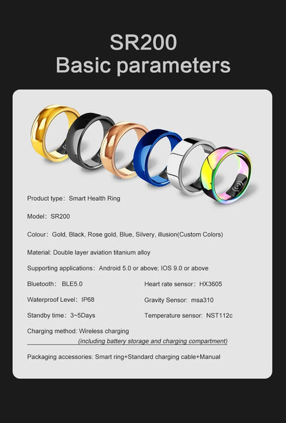 R18 Smart Ring, Waterproof Fitness Tracker with Heart Rate, Blood Oxygen & Sleep Monitoring
