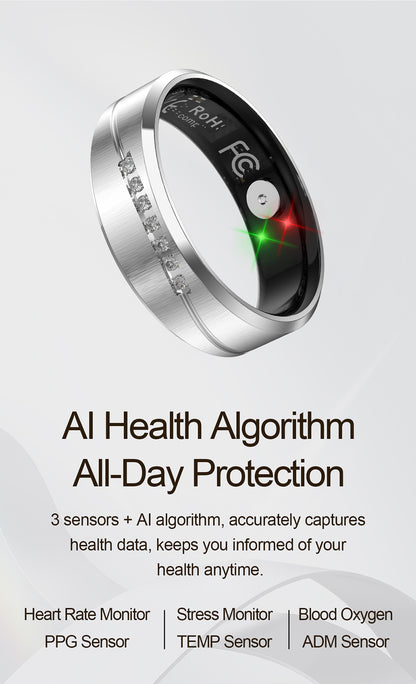 R19 Smart Ring, IP68 Waterproof Health Tracker with Heart Rate, Sleep & Pedometer