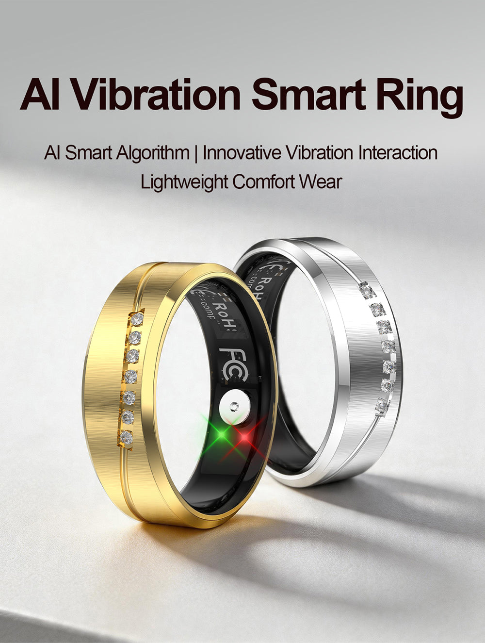 R19 Smart Ring, IP68 Waterproof Health Tracker with Heart Rate, Sleep & Pedometer