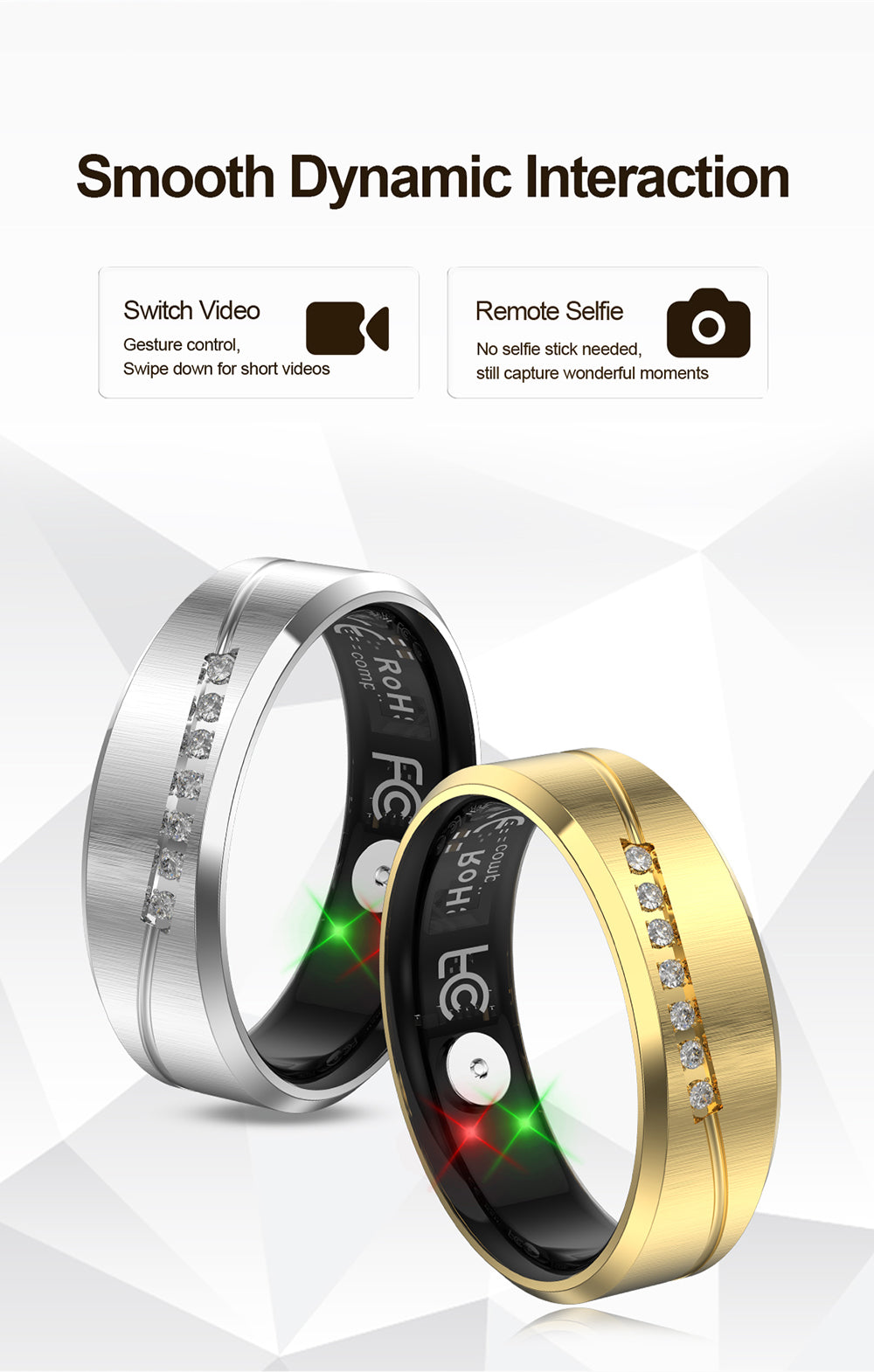 R19 Smart Ring, IP68 Waterproof Health Tracker with Heart Rate, Sleep & Pedometer