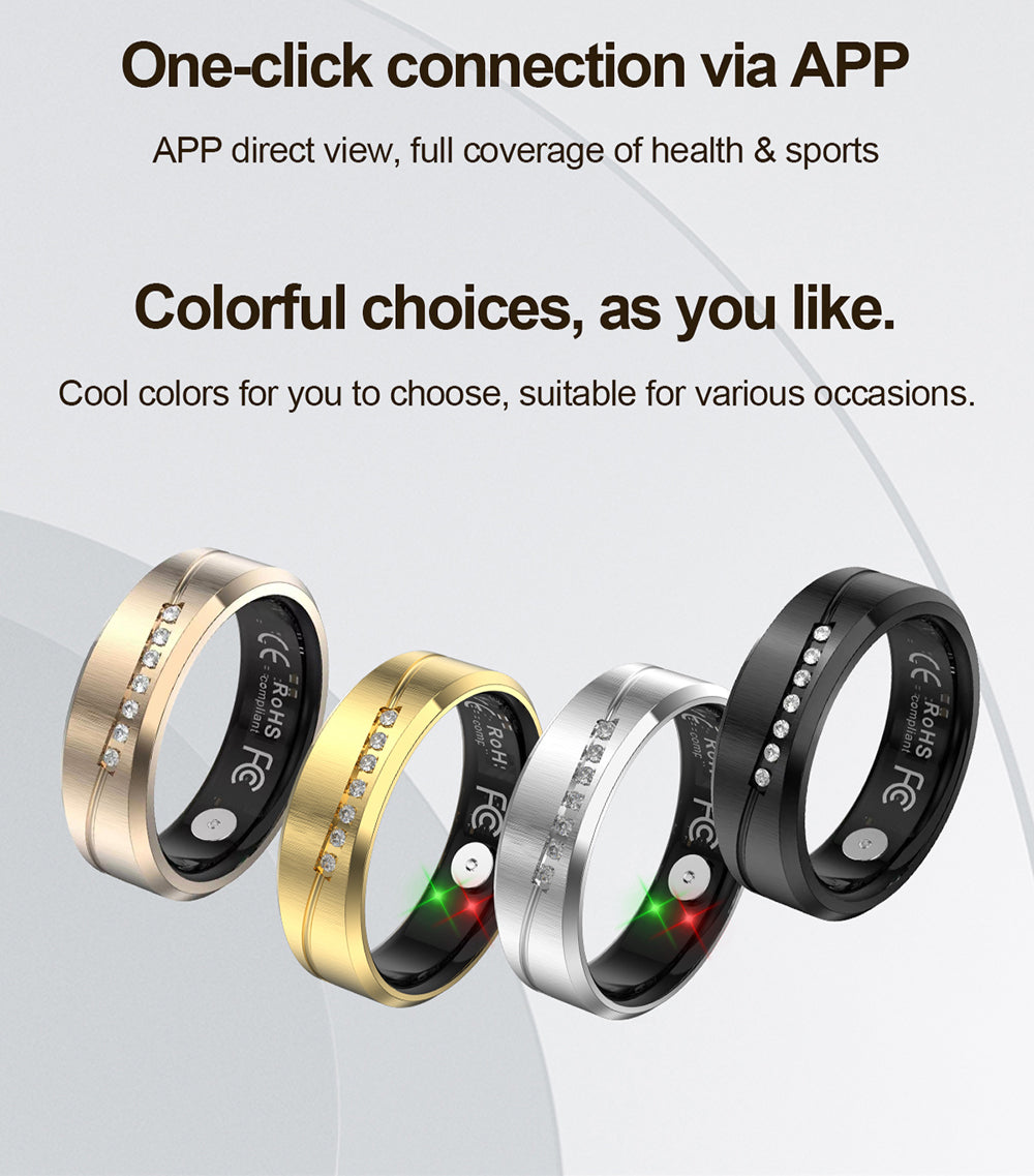 R19 Smart Ring, IP68 Waterproof Health Tracker with Heart Rate, Sleep & Pedometer