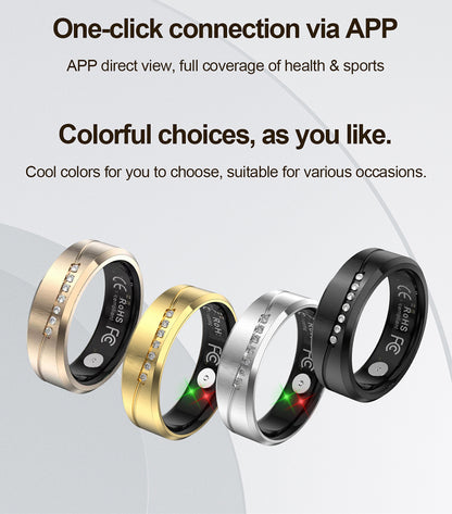 R19 Smart Ring, IP68 Waterproof Health Tracker with Heart Rate, Sleep & Pedometer