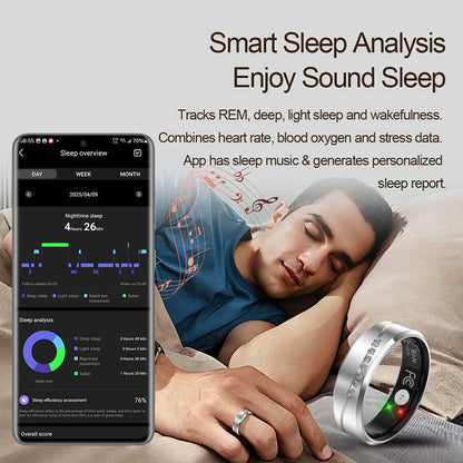 R19 Smart Ring, IP68 Waterproof Health Tracker with Heart Rate, Sleep & Pedometer