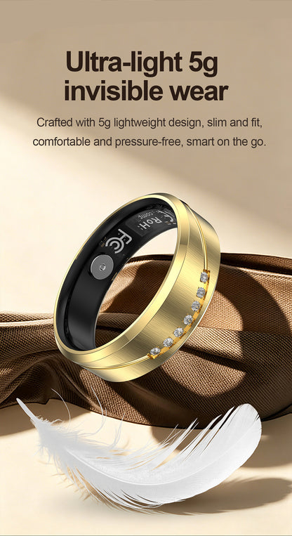 R19 Smart Ring, IP68 Waterproof Health Tracker with Heart Rate, Sleep & Pedometer