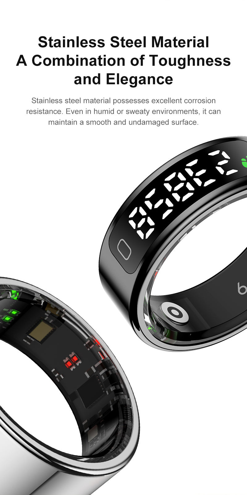 R20 Smart Ring, Heart Rate & Blood Oxygen Tracker with Sleep, Pedometer, Remote Control & Photo Display