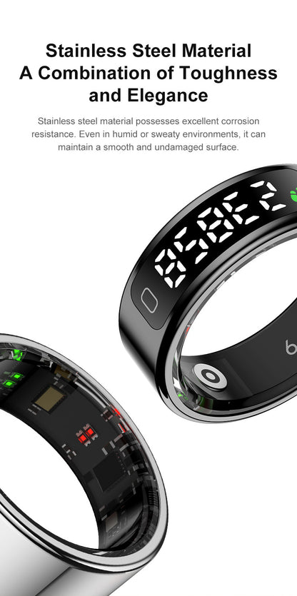 R20 Smart Ring, Heart Rate & Blood Oxygen Tracker with Sleep, Pedometer, Remote Control & Photo Display