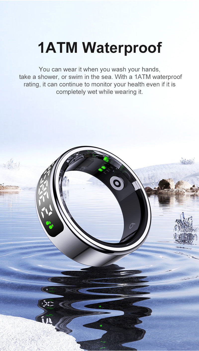R20 Smart Ring, Heart Rate & Blood Oxygen Tracker with Sleep, Pedometer, Remote Control & Photo Display