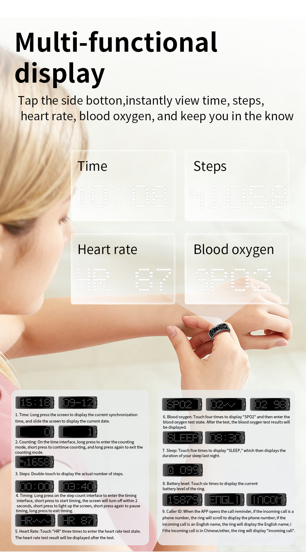 R3 Smart Ring with Prayer Counter & Call Display – IP68 Health Tracker