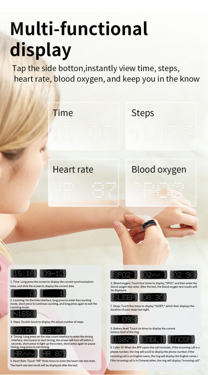 R3 Smart Ring with Prayer Counter & Call Display – IP68 Health Tracker