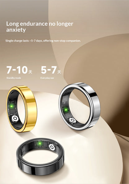 R5 Alloy AMOLED Smart Ring – Heart Rate, Blood Oxygen & Sleep Tracker | IP68 | Magnetic Charging