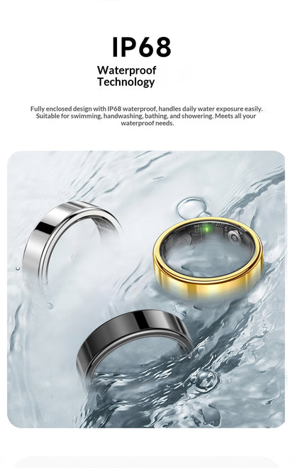 R5 Alloy AMOLED Smart Ring – Heart Rate, Blood Oxygen & Sleep Tracker | IP68 | Magnetic Charging