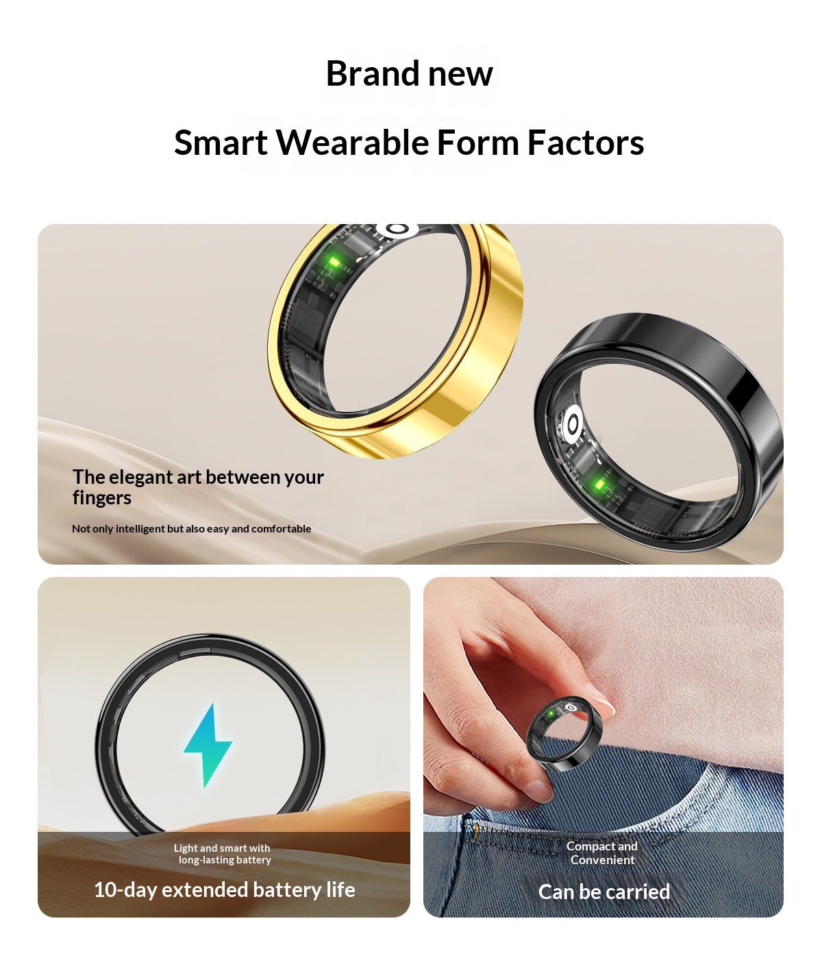 R5 Alloy AMOLED Smart Ring – Heart Rate, Blood Oxygen & Sleep Tracker | IP68 | Magnetic Charging