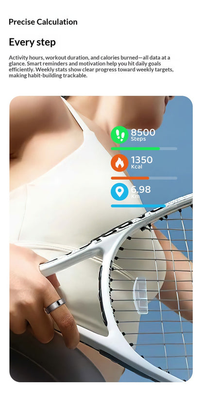 R5 Alloy AMOLED Smart Ring – Heart Rate, Blood Oxygen & Sleep Tracker | IP68 | Magnetic Charging