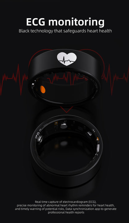 R6 Titanium Smart Ring – ECG, Heart Rate, Blood Oxygen & Sleep Tracker | OLED Display | IP68 Waterproof | BLE