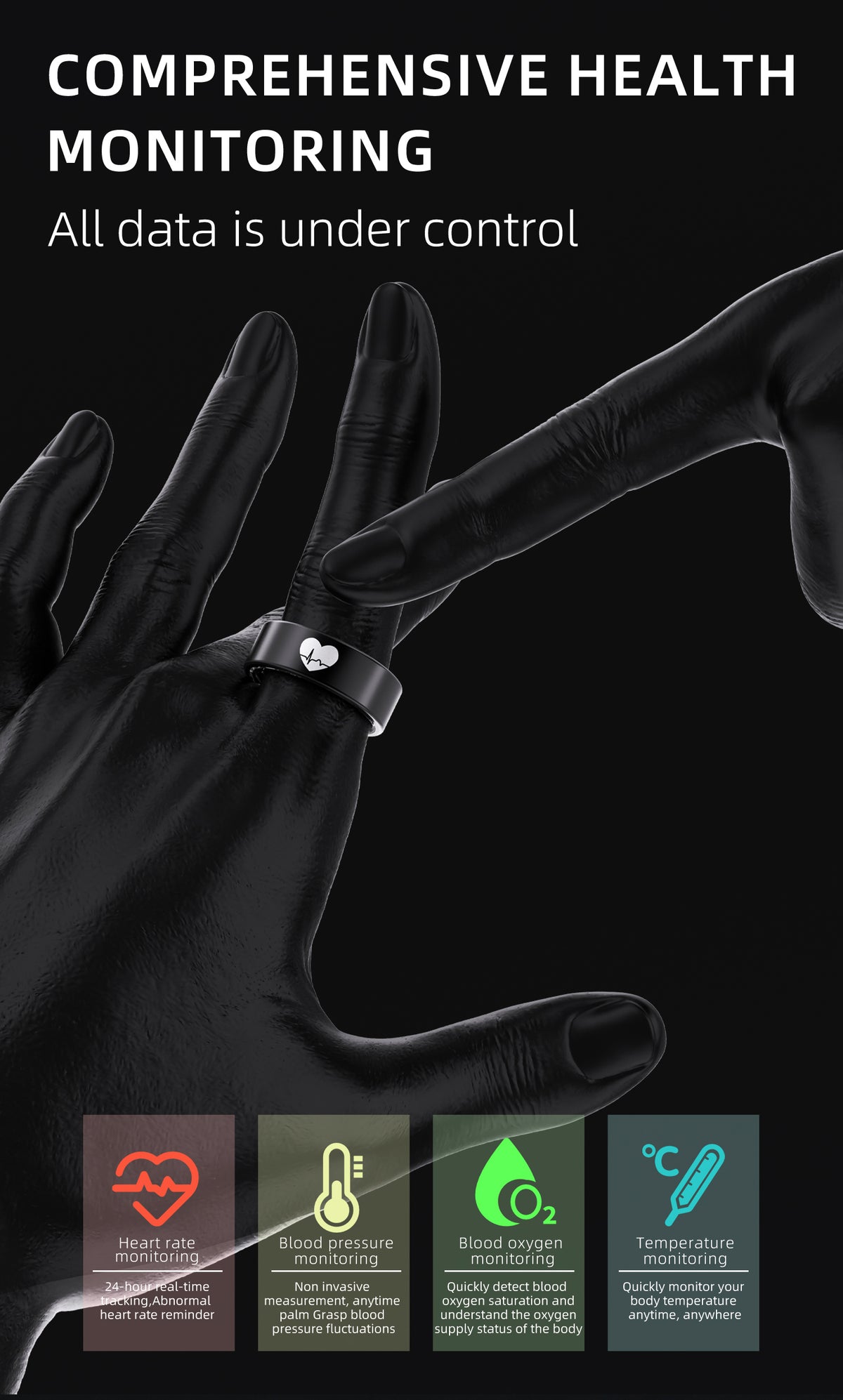R6 Titanium Smart Ring – ECG, Heart Rate, Blood Oxygen & Sleep Tracker | OLED Display | IP68 Waterproof | BLE