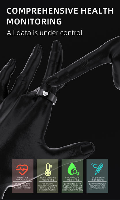 R6 Titanium Smart Ring – ECG, Heart Rate, Blood Oxygen & Sleep Tracker | OLED Display | IP68 Waterproof | BLE
