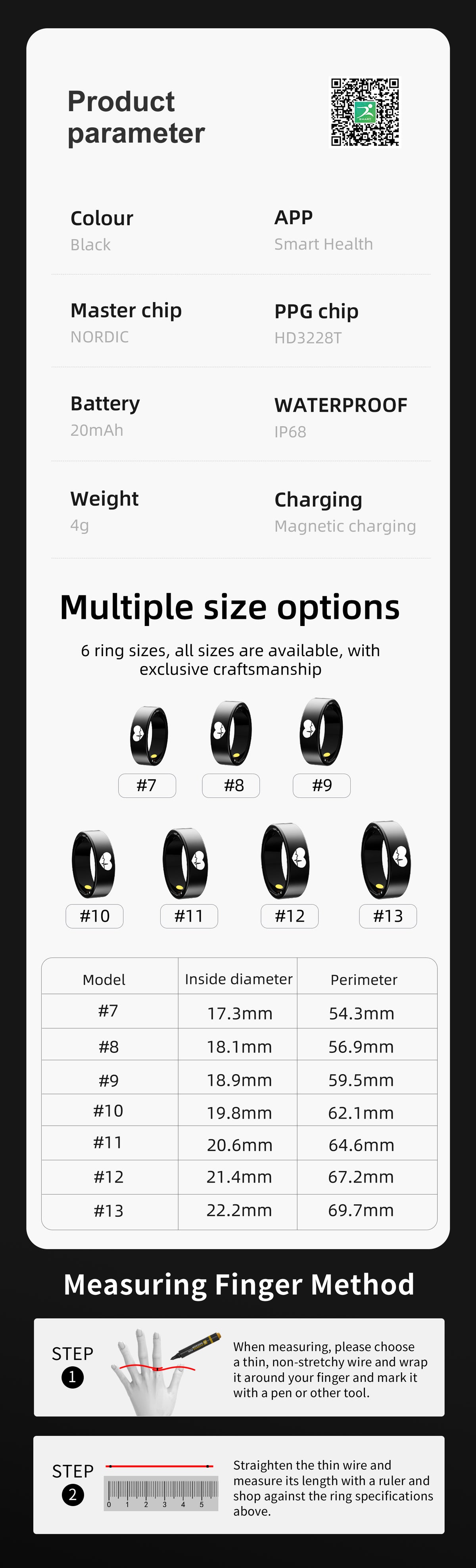R6 Titanium Smart Ring – ECG, Heart Rate, Blood Oxygen & Sleep Tracker | OLED Display | IP68 Waterproof | BLE