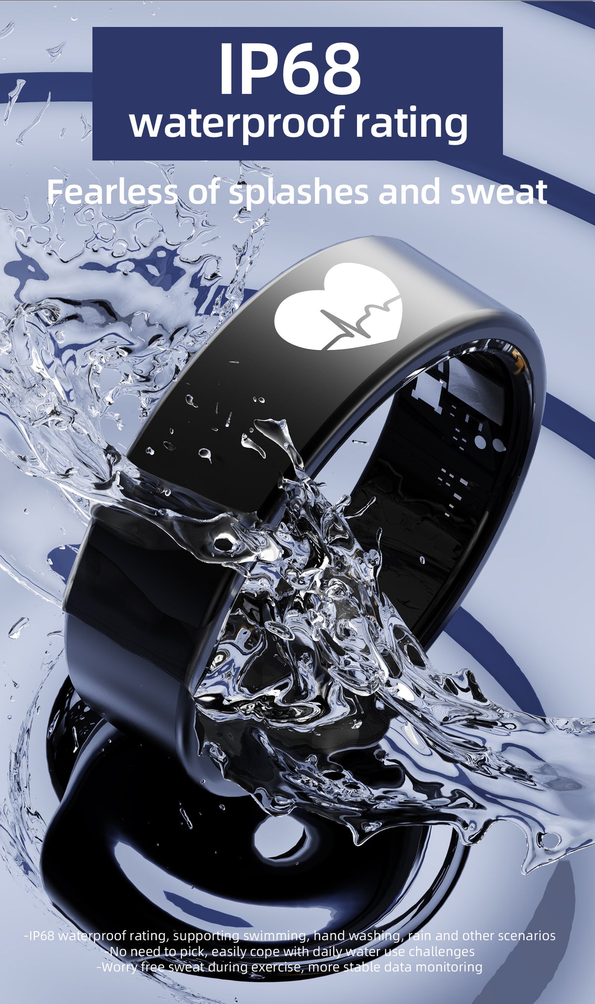 R6 Titanium Smart Ring – ECG, Heart Rate, Blood Oxygen & Sleep Tracker | OLED Display | IP68 Waterproof | BLE