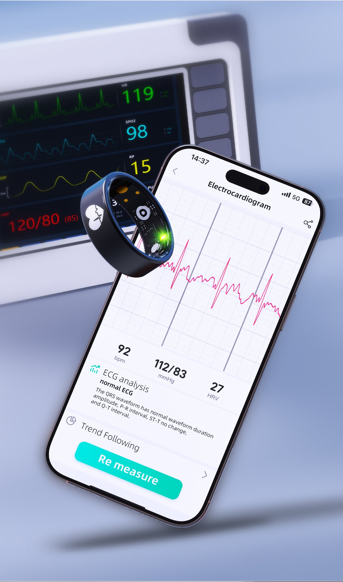 R6 Titanium Smart Ring – ECG, Heart Rate, Blood Oxygen & Sleep Tracker | OLED Display | IP68 Waterproof | BLE