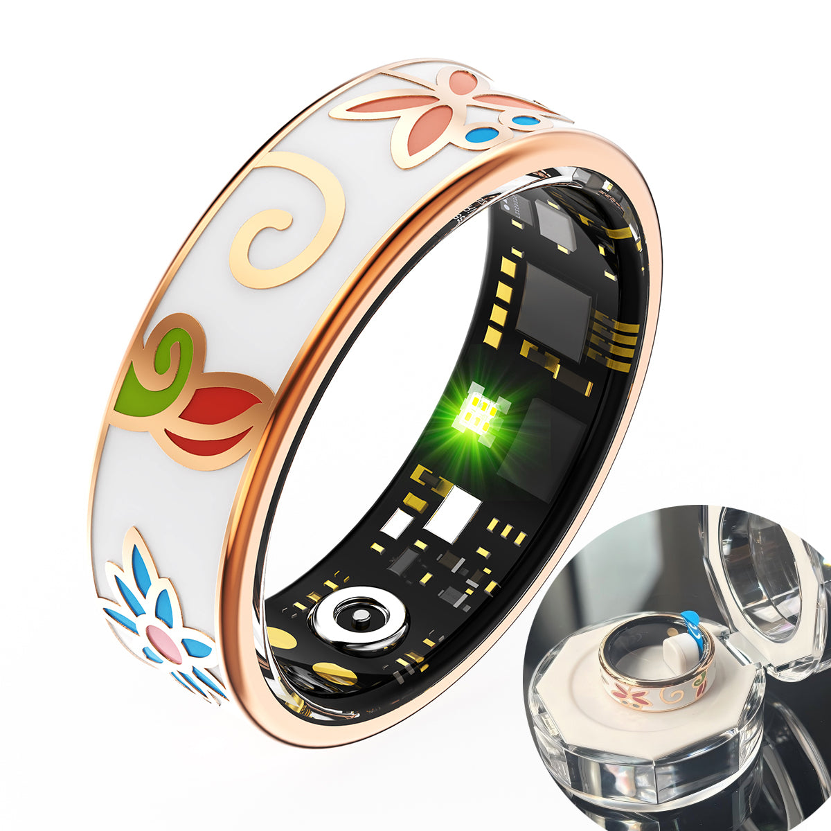 R7 Enamel Smart Ring – AI Health Tracker | Heart Rate, SpO2, Sleep | OLED Display | IP68 | Stainless Steel