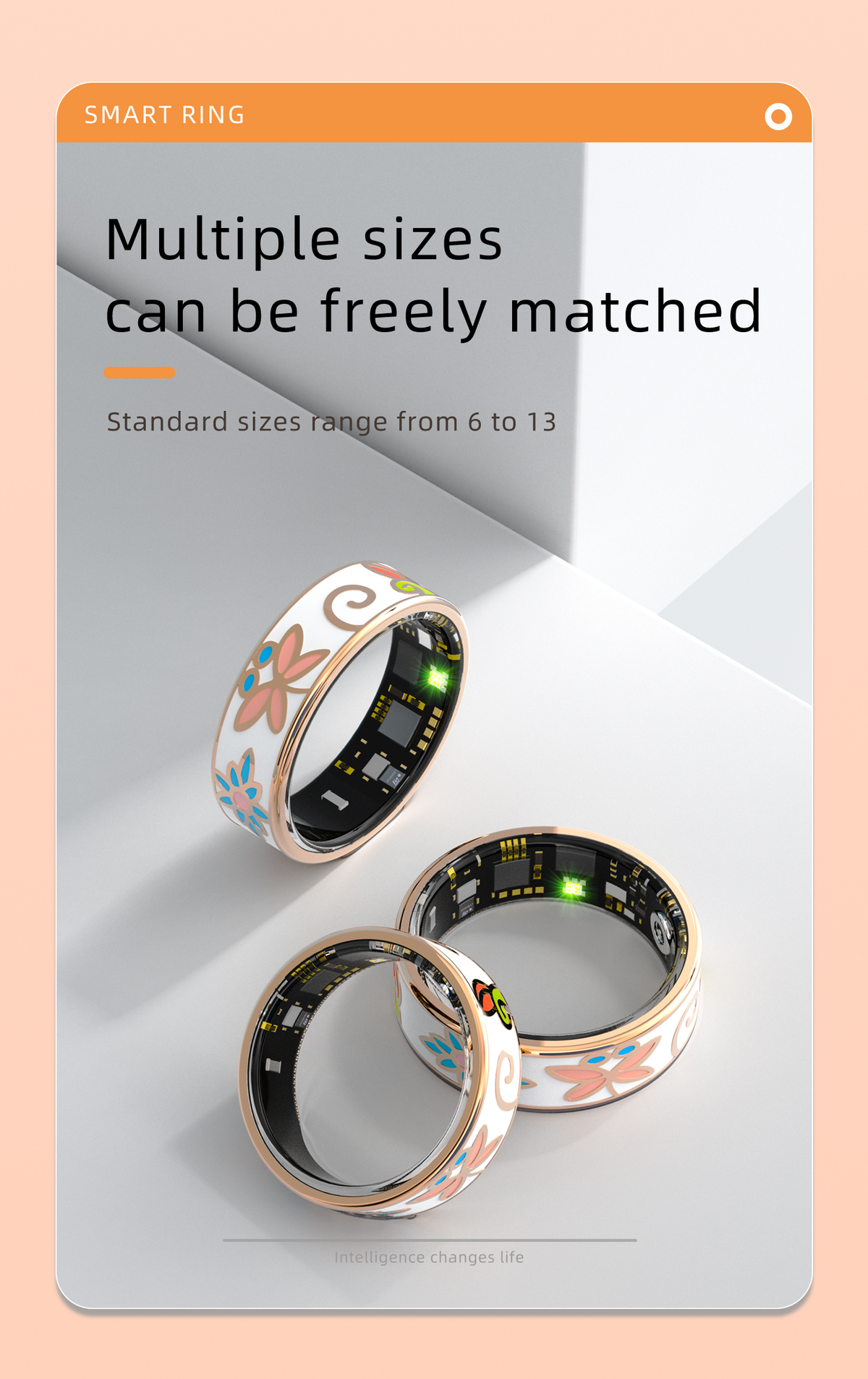 R7 Enamel Smart Ring – AI Health Tracker | Heart Rate, SpO2, Sleep | OLED Display | IP68 | Stainless Steel