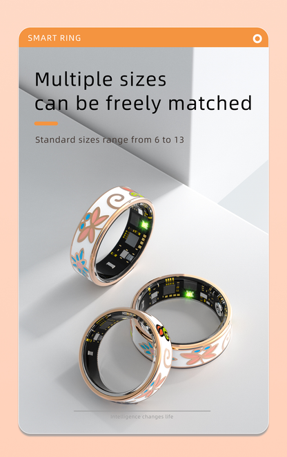R7 Enamel Smart Ring – AI Health Tracker | Heart Rate, SpO2, Sleep | OLED Display | IP68 | Stainless Steel