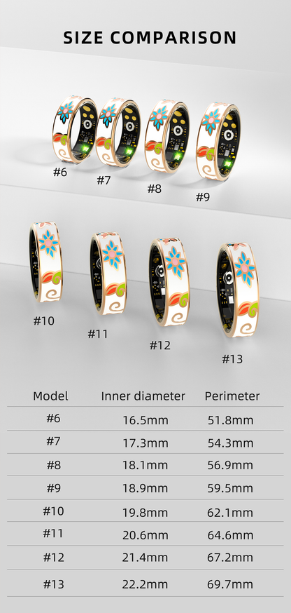 R7 Enamel Smart Ring – AI Health Tracker | Heart Rate, SpO2, Sleep | OLED Display | IP68 | Stainless Steel