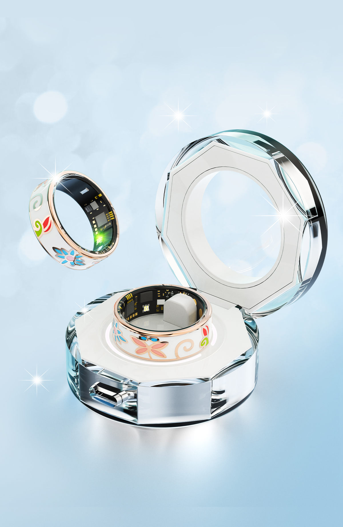 R7 Enamel Smart Ring – AI Health Tracker | Heart Rate, SpO2, Sleep | OLED Display | IP68 | Stainless Steel