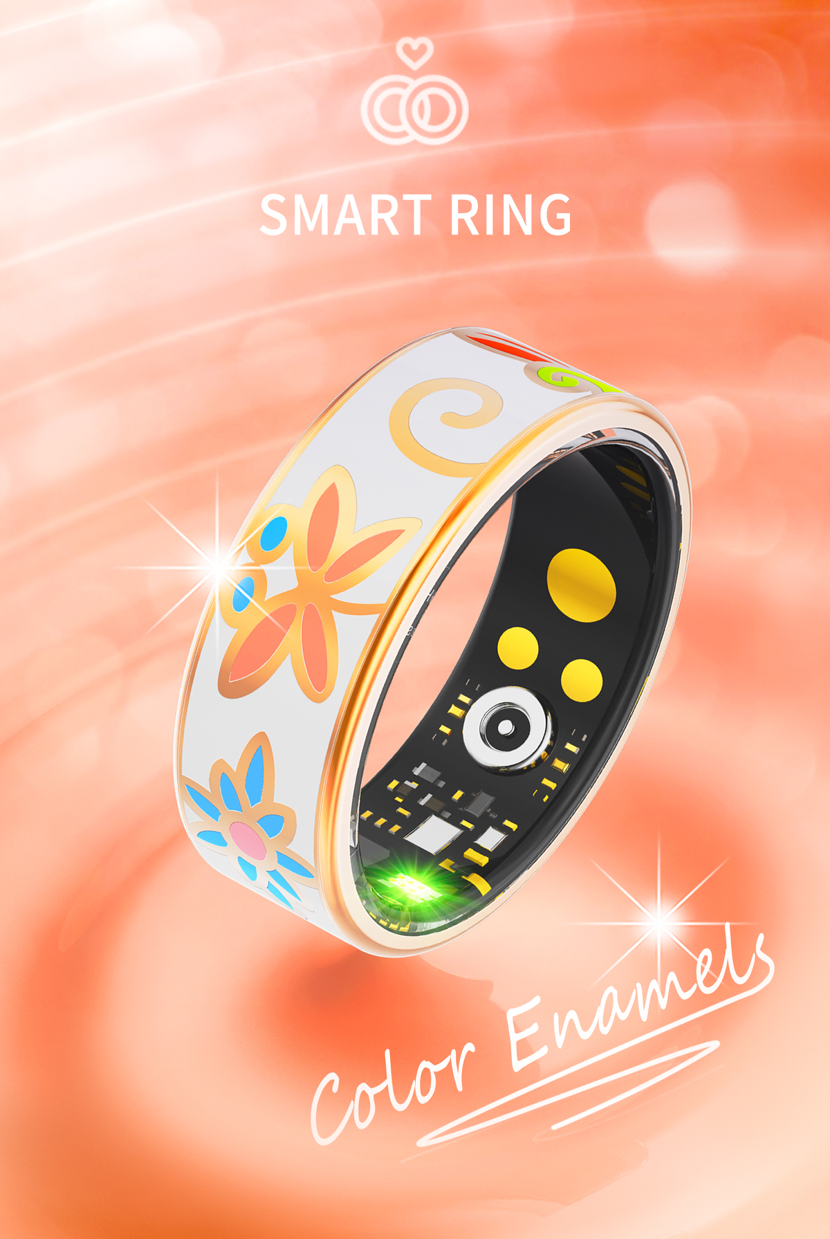 R7 Enamel Smart Ring – AI Health Tracker | Heart Rate, SpO2, Sleep | OLED Display | IP68 | Stainless Steel