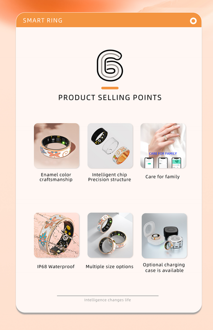 R7 Enamel Smart Ring – AI Health Tracker | Heart Rate, SpO2, Sleep | OLED Display | IP68 | Stainless Steel