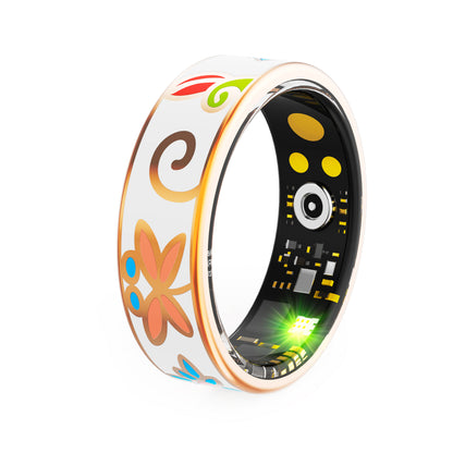 R7 Enamel Smart Ring – AI Health Tracker | Heart Rate, SpO2, Sleep | OLED Display | IP68 | Stainless Steel