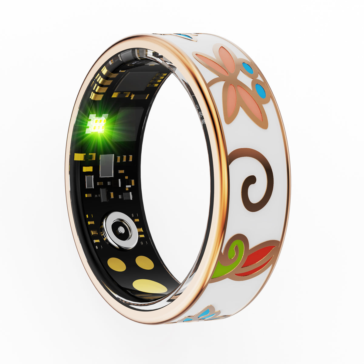 R7 Enamel Smart Ring – AI Health Tracker | Heart Rate, SpO2, Sleep | OLED Display | IP68 | Stainless Steel
