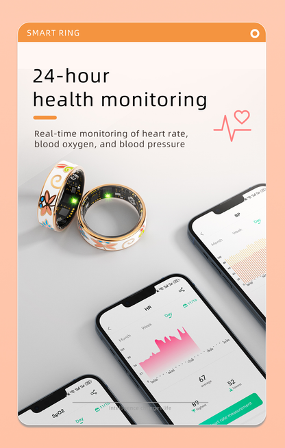 R7 Enamel Smart Ring – AI Health Tracker | Heart Rate, SpO2, Sleep | OLED Display | IP68 | Stainless Steel