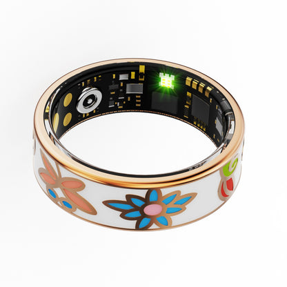 R7 Enamel Smart Ring – AI Health Tracker | Heart Rate, SpO2, Sleep | OLED Display | IP68 | Stainless Steel