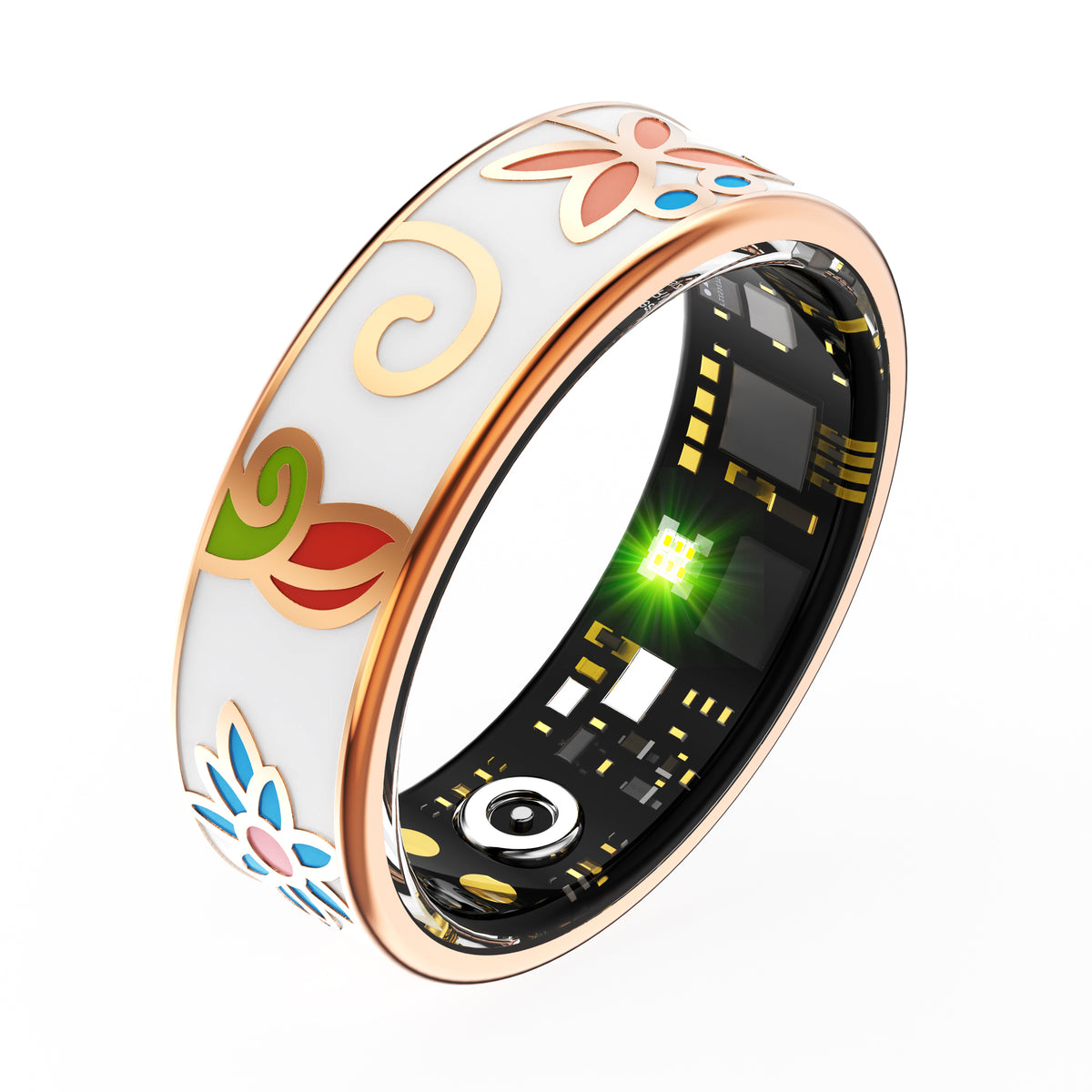 R7 Enamel Smart Ring – AI Health Tracker | Heart Rate, SpO2, Sleep | OLED Display | IP68 | Stainless Steel