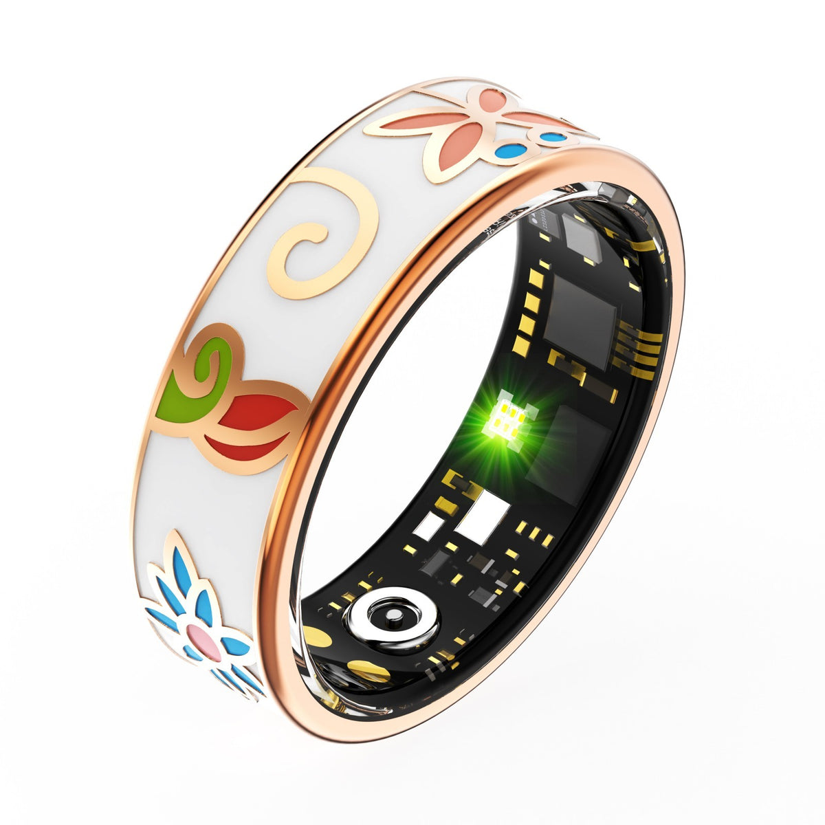 R7 Enamel Smart Ring – AI Health Tracker | Heart Rate, SpO2, Sleep | OLED Display | IP68 | Stainless Steel