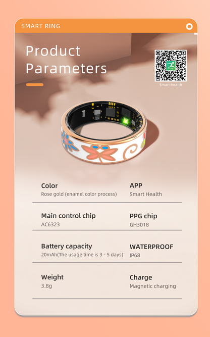 R7 Enamel Smart Ring – AI Health Tracker | Heart Rate, SpO2, Sleep | OLED Display | IP68 | Stainless Steel