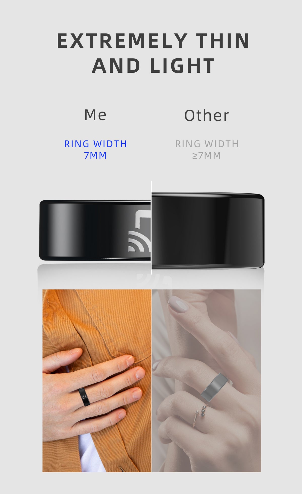 R8 NFC Smart Ring – HRV, Heart Rate, Blood Oxygen & Sleep Tracker | NFC Access Control | IP68 | Magnetic Charging