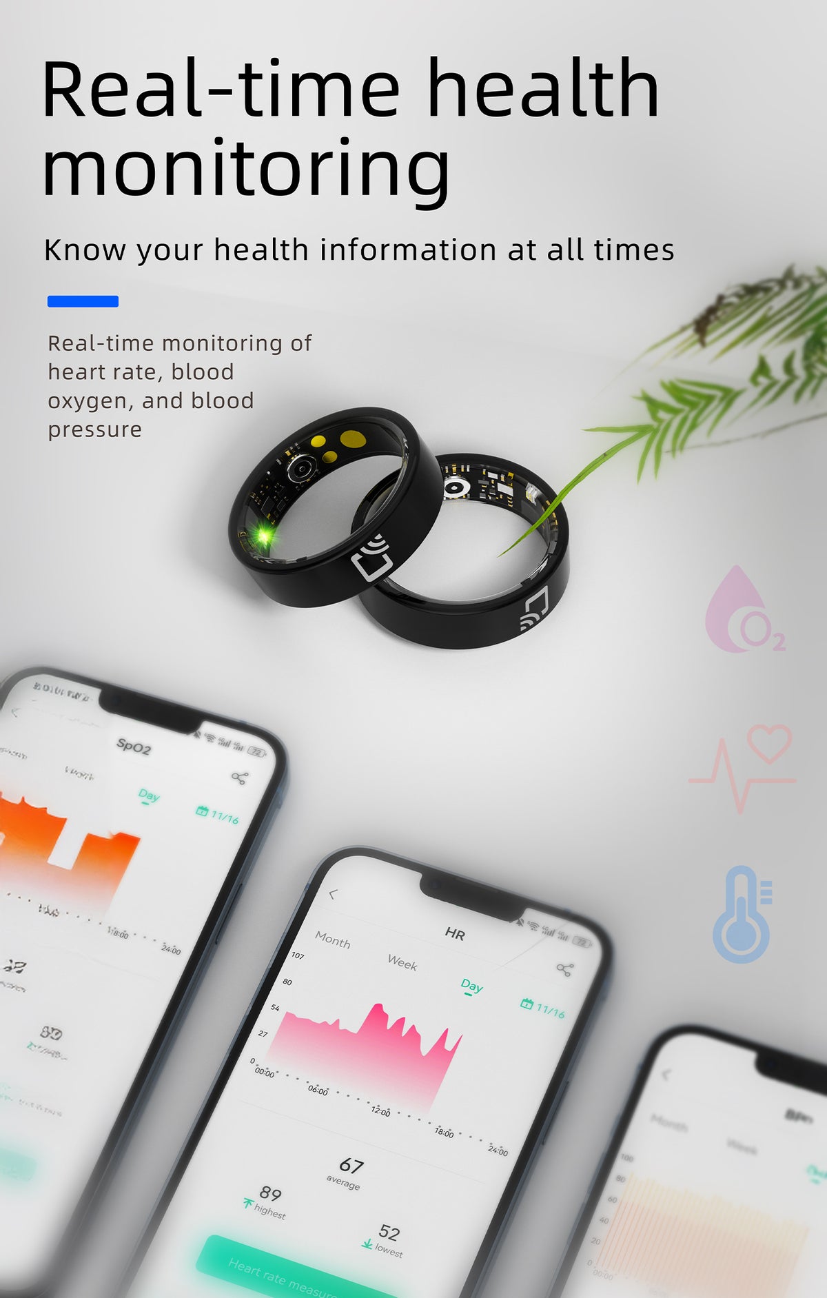 R8 NFC Smart Ring – HRV, Heart Rate, Blood Oxygen & Sleep Tracker | NFC Access Control | IP68 | Magnetic Charging