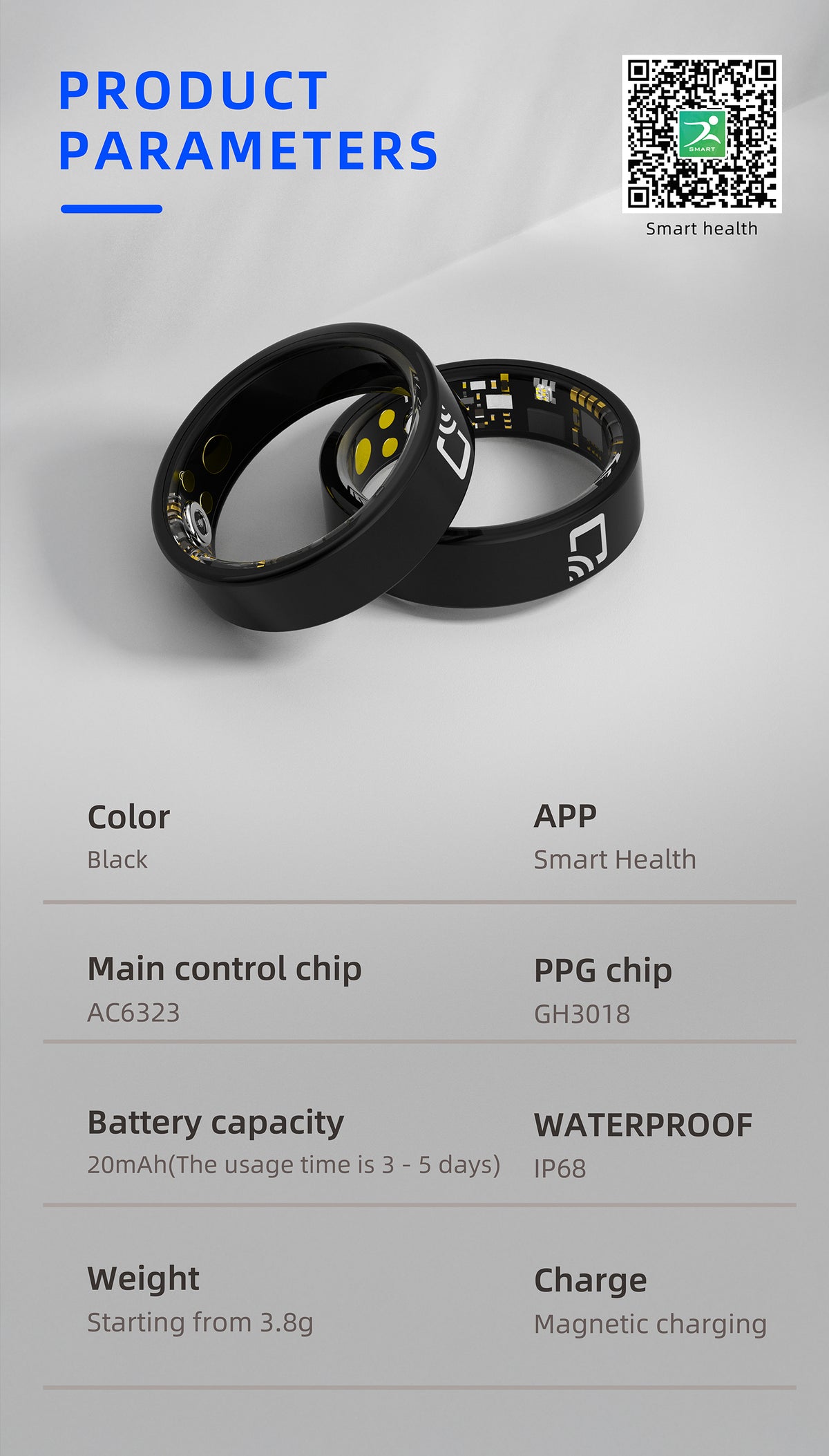 R8 NFC Smart Ring – HRV, Heart Rate, Blood Oxygen & Sleep Tracker | NFC Access Control | IP68 | Magnetic Charging