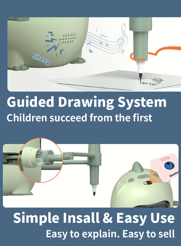 N10 Drawing Robot for Kids, Voice Interactive Educational Toy with 100 Cards