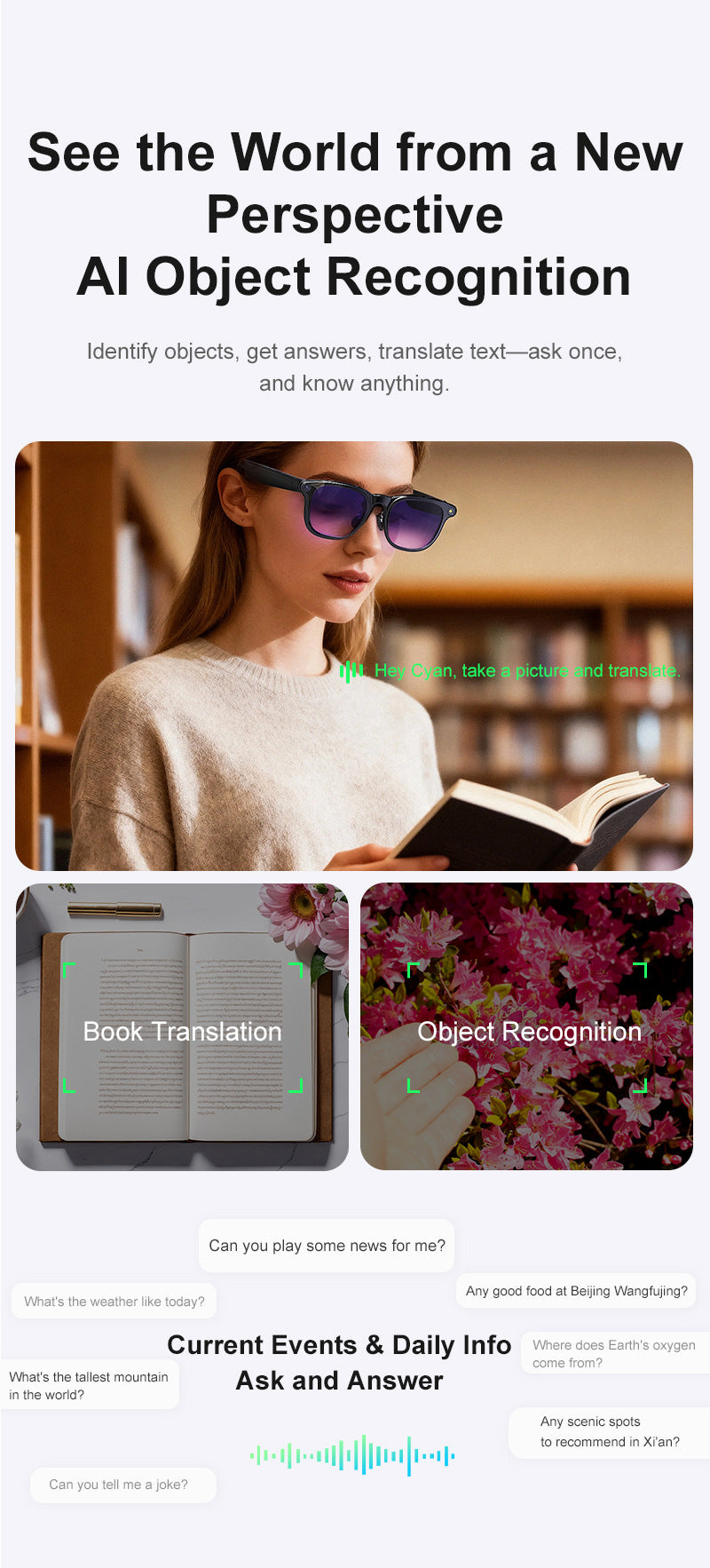 V11 Smart Glasses 8MP Camera – AI Photo, Video, Real-Time Translation & Meeting Recording