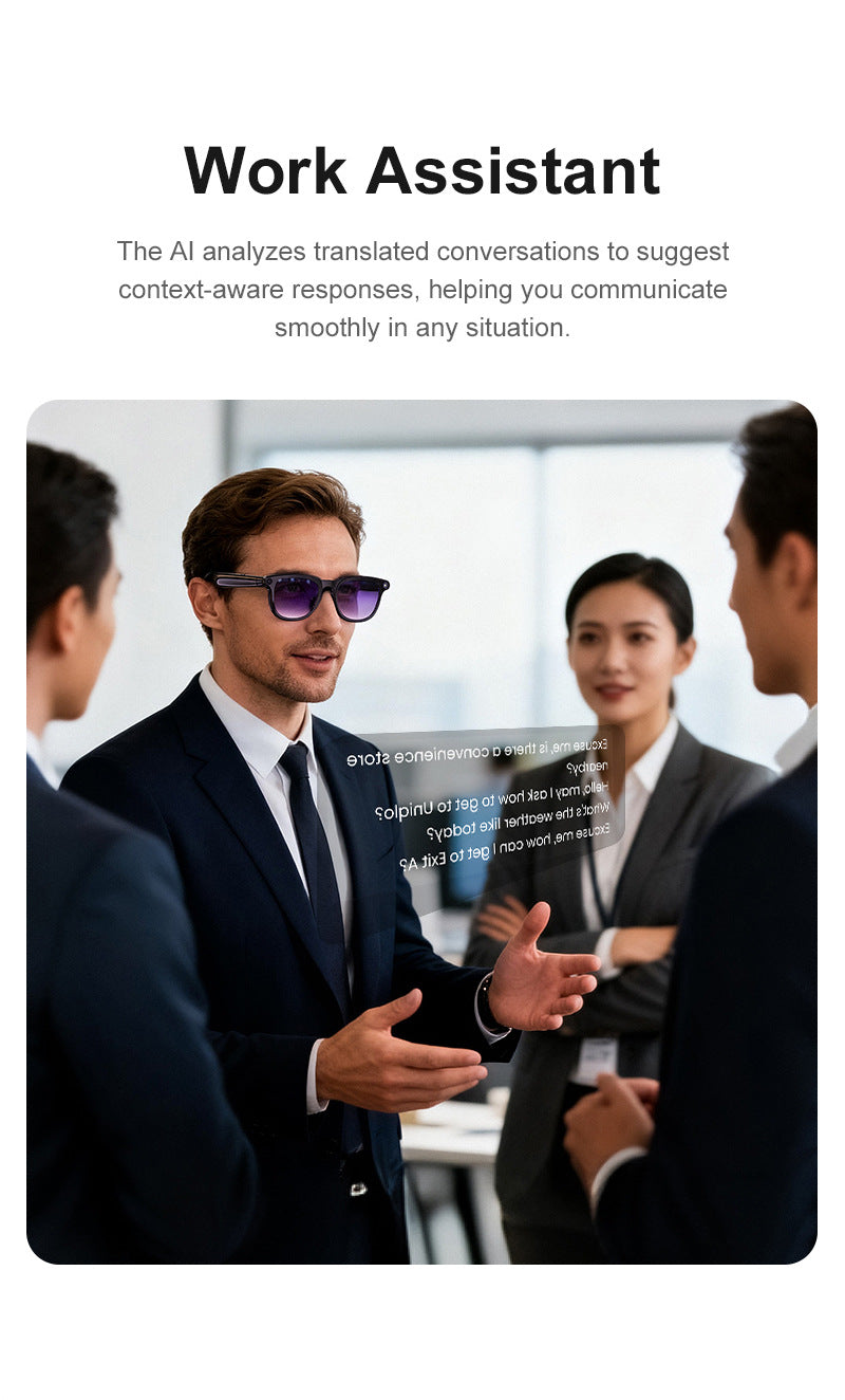 V11 Smart Glasses 8MP Camera – AI Photo, Video, Real-Time Translation & Meeting Recording