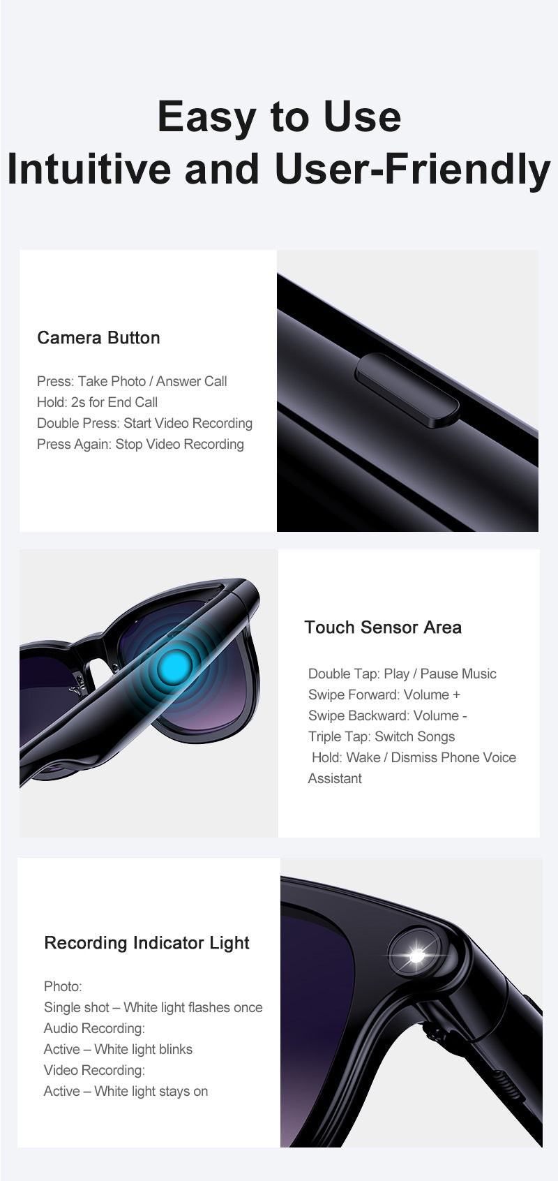 V11 Smart Glasses 8MP Camera – AI Photo, Video, Real-Time Translation & Meeting Recording