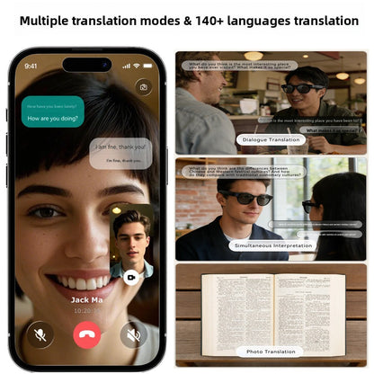 V12 Smart Glasses 13MP HD Camera – AI Real-Time Translation, Photo & Video Recording, 290mAh Type-C
