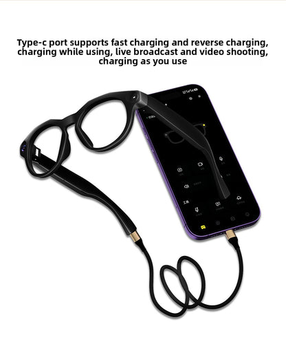 V12 Smart Glasses 13MP HD Camera – AI Real-Time Translation, Photo & Video Recording, 290mAh Type-C