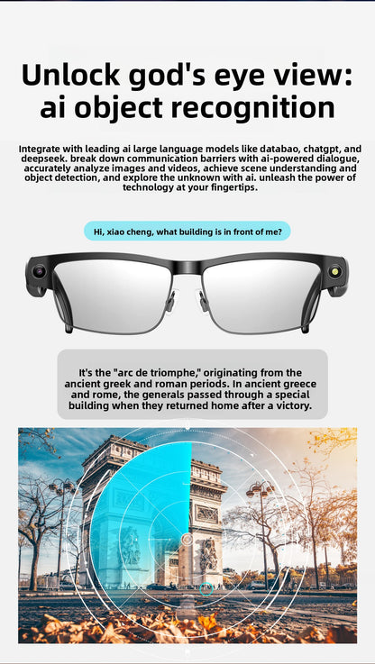 V15 AI Smart Camera Glasses | 8MP 1200P Anti-Shake Video, WiFi, Calling & AI Voice Assistant