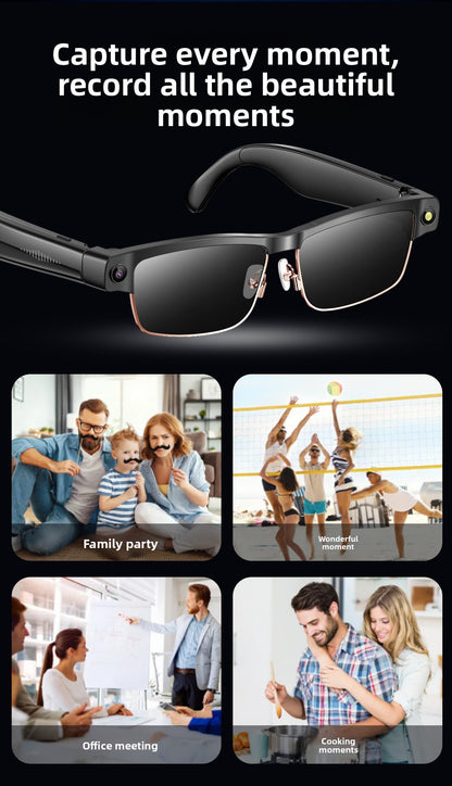 V15 AI Smart Camera Glasses | 8MP 1200P Anti-Shake Video, WiFi, Calling & AI Voice Assistant